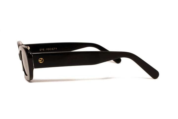 INDIGO black polarized rectangle sunglasses, side view