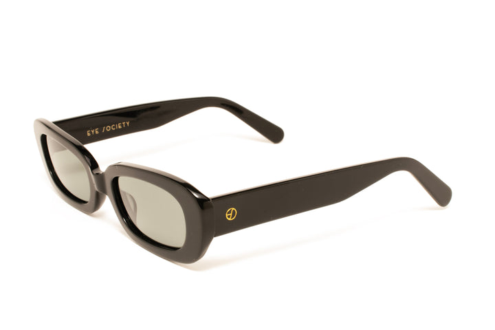 INDIGO black polarized rectangle sunglasses, top view