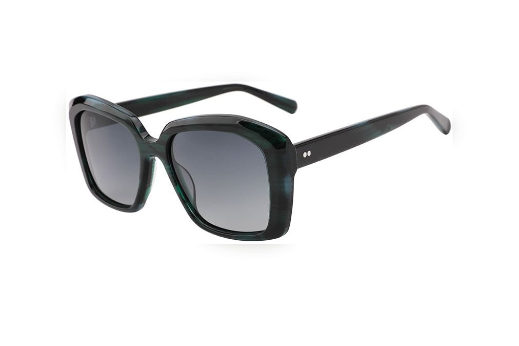 AVERY emerald green polarized geometric sunglasses, top view