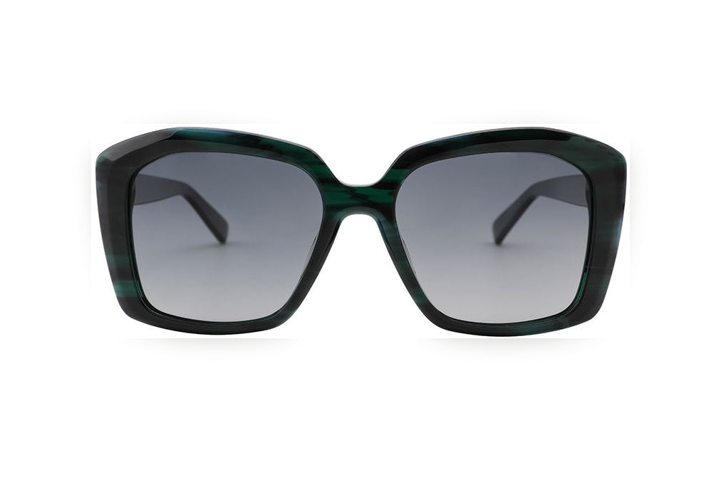 AVERY emerald green polarized geometric sunglasses, front view