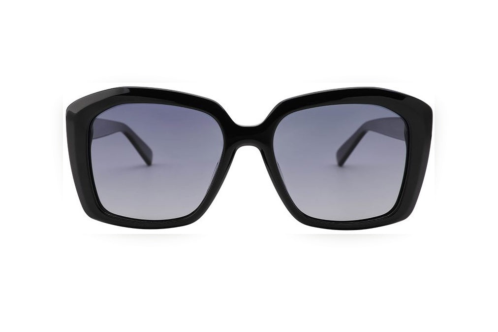 AVERY black polarized geometric sunglasses, front view