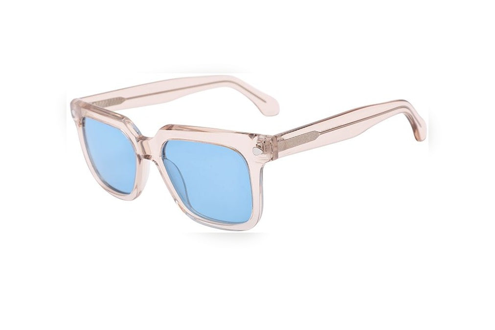ADAIO apricot clear / blue polarized rectangle sunglasses, top view
