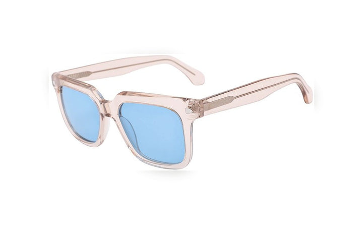 ADAIO apricot clear / blue polarized rectangle sunglasses, top view