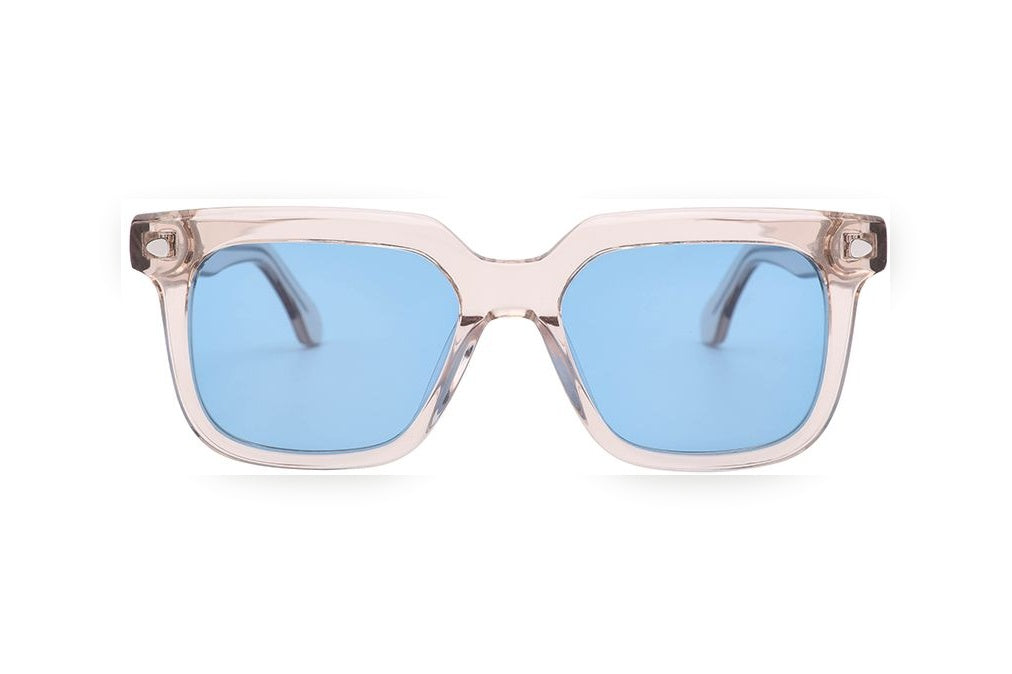ADAIO apricot clear / blue polarized rectangle sunglasses, front view