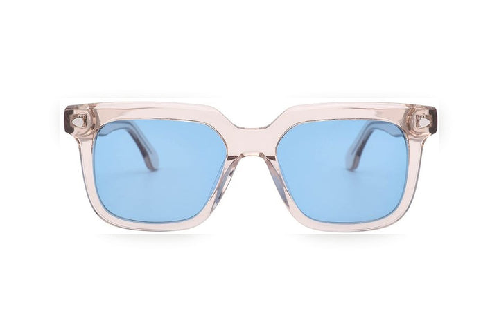 ADAIO apricot clear / blue polarized rectangle sunglasses, front view