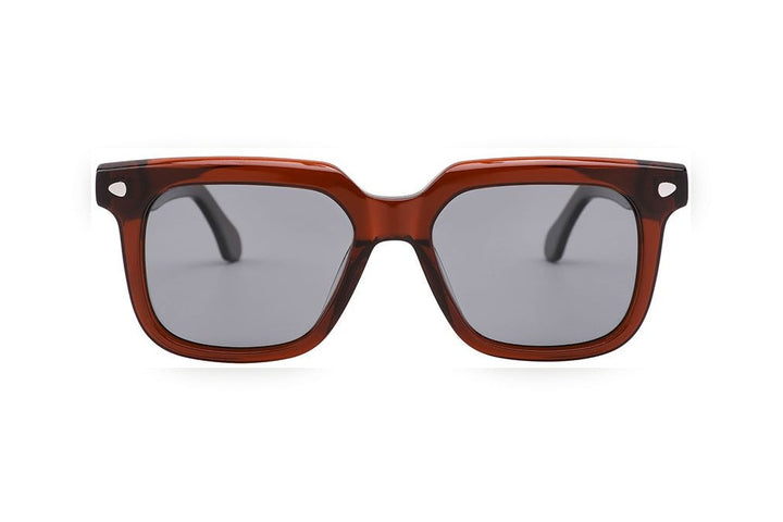ADAIO brown / grey polarized rectangle sunglasses, front view