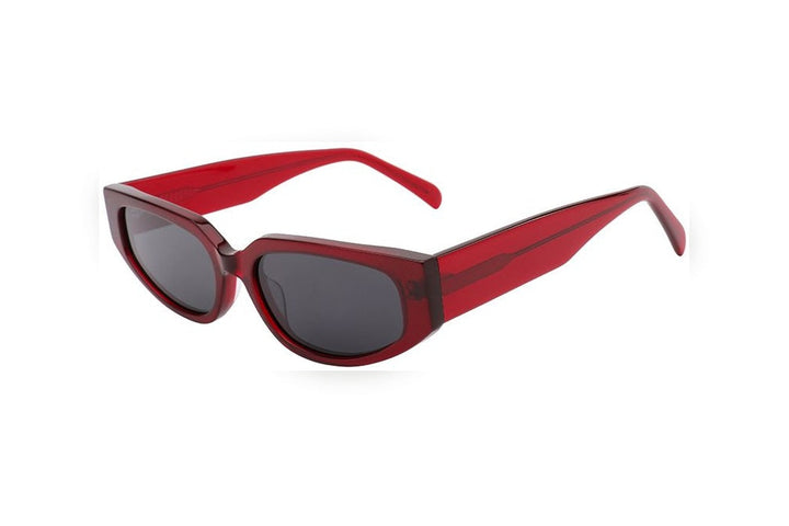 FLORA crystal wine / grey polarized oval sunglasses, top view