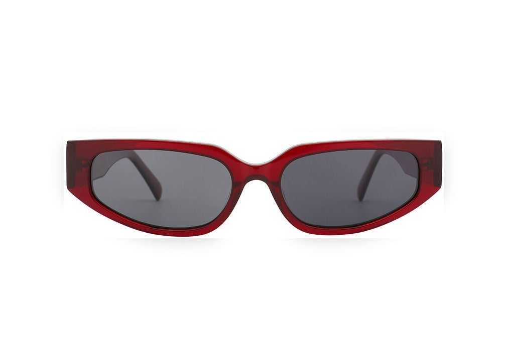 FLORA crystal wine / grey polarized oval sunglasses, front view