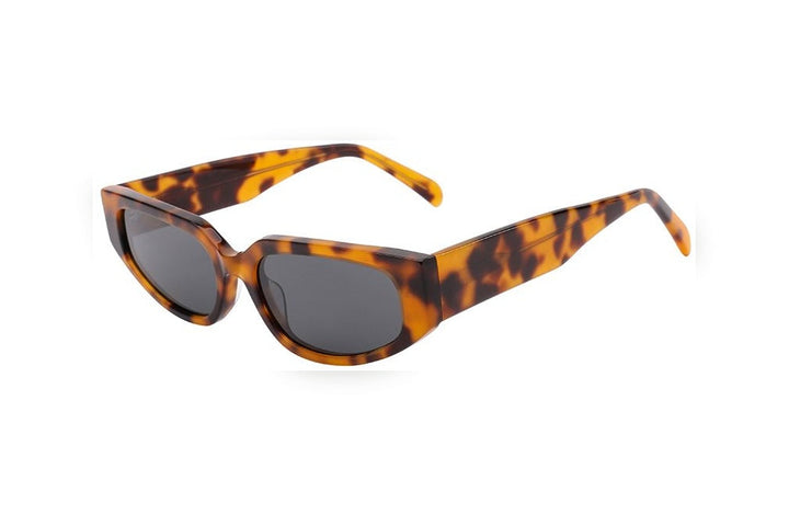 FLORA tortoise / grey polarized oval sunglasses, top view