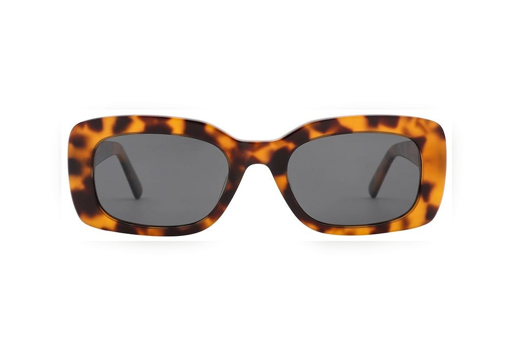 GIA tortoise / grey polarized rectangle sunglasses, front view