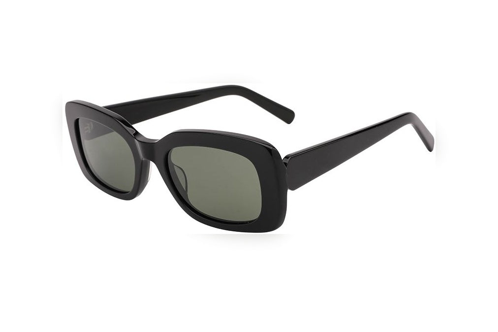 GIA black / green polarized rectangle sunglasses, top view