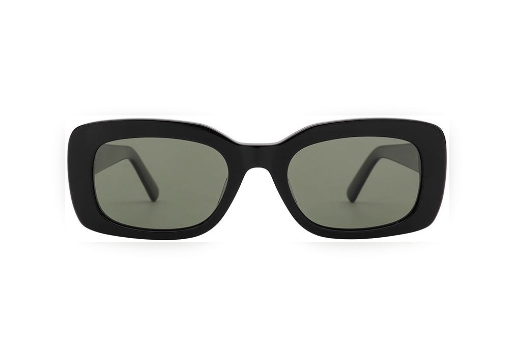 GIA black / green polarized rectangle sunglasses, front view