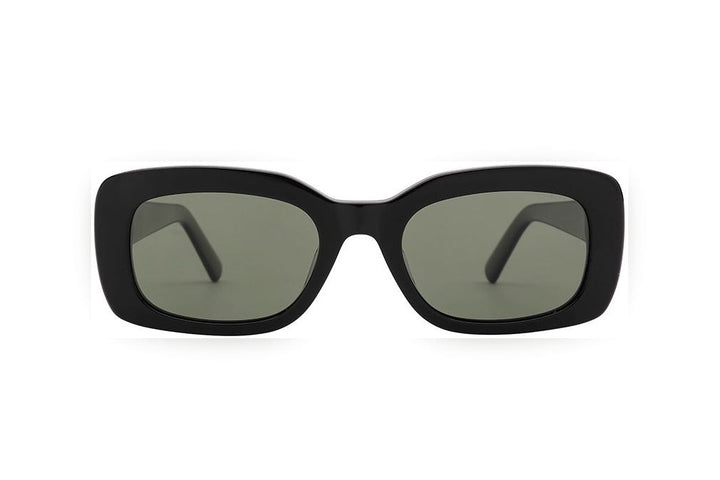 GIA black / green polarized rectangle sunglasses, front view