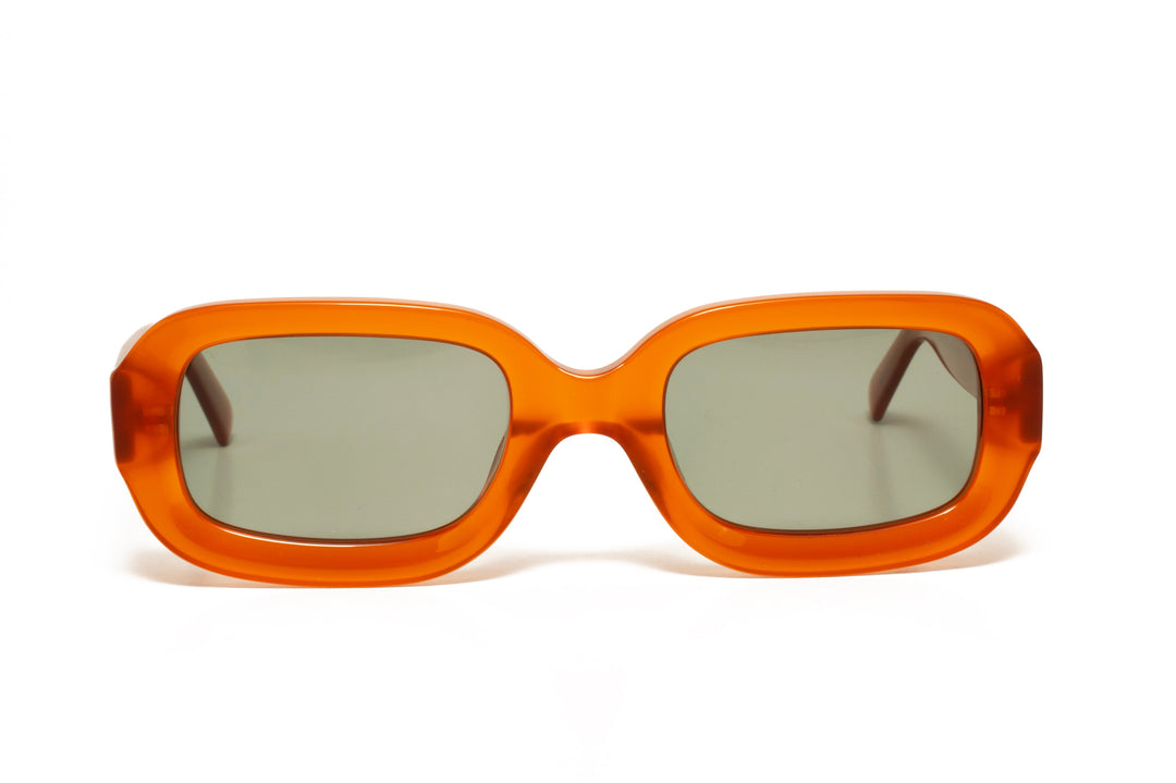 JUNO milky yellow orange polarized rectangle sunglasses, front view