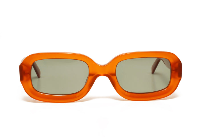 JUNO milky yellow orange polarized rectangle sunglasses, front view