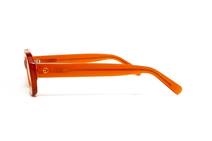 JUNO milky yellow orange polarized rectangle sunglasses, side view