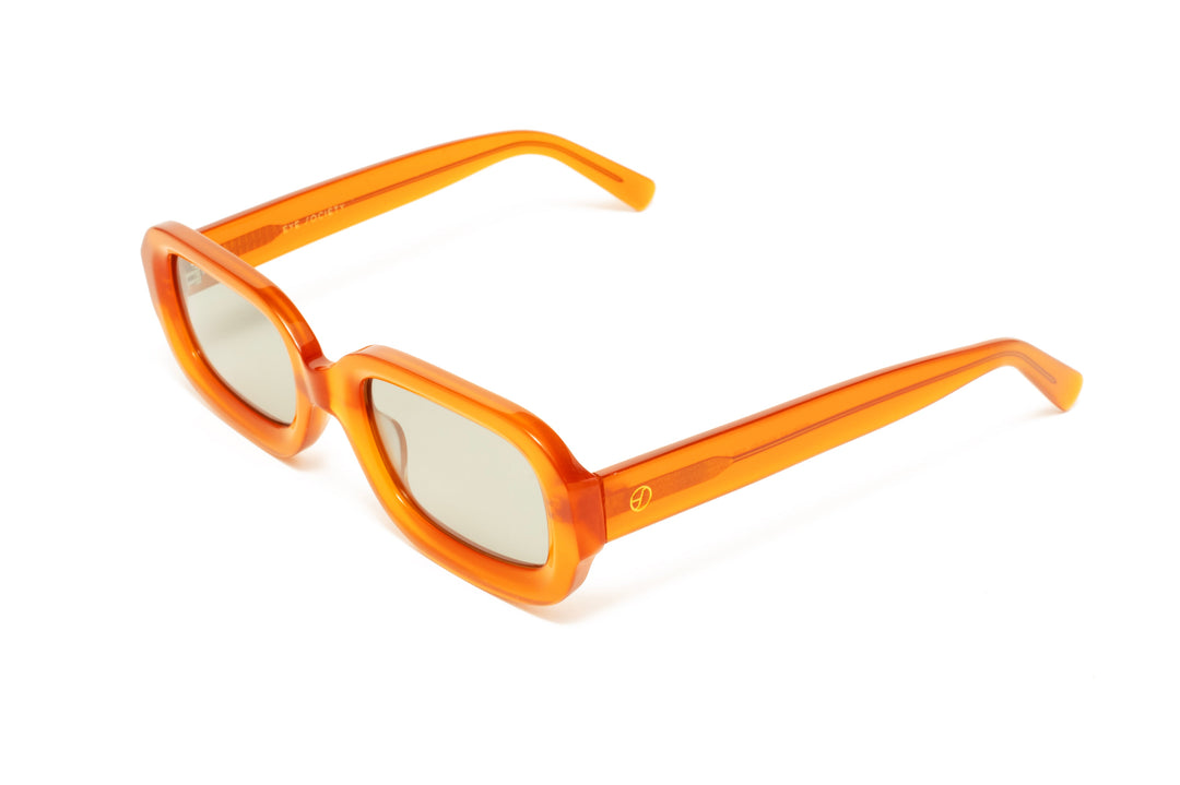 JUNO milky yellow orange polarized rectangle sunglasses, top view
