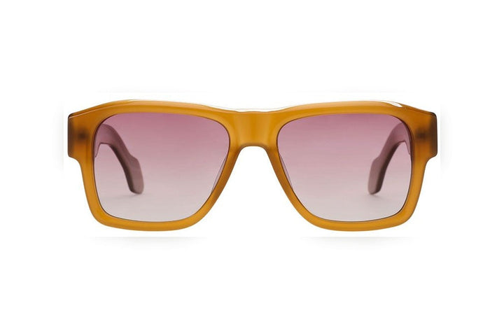 GRETA milky amber / pink polarized rectangle sunglasses, front view