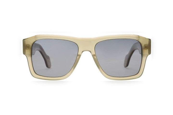 GRETA milky l.green / grey polarized rectangle sunglasses, front view