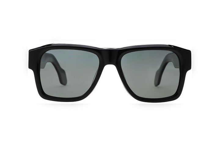 GRETA black / grey polarized rectangle sunglasses, front view