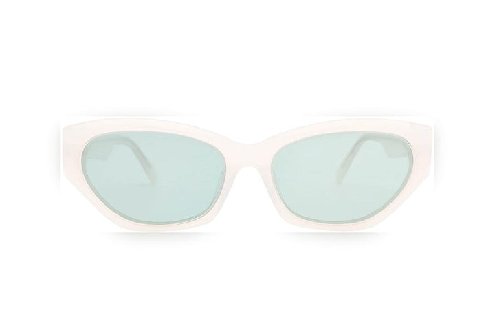 HANA milky white / green polarized oval sunglasses, front view