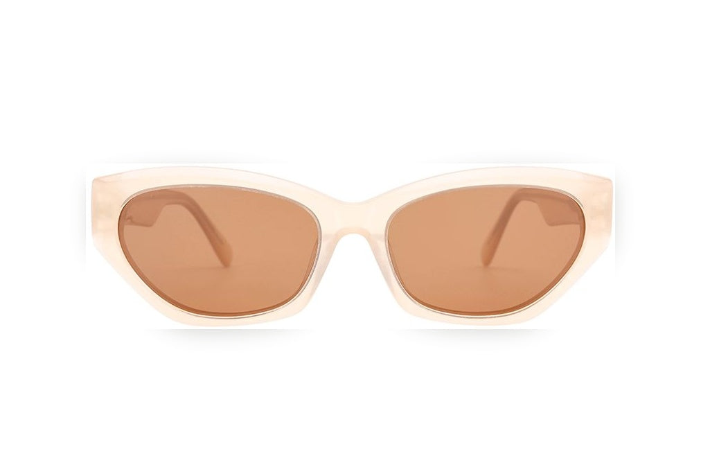 HANA l.milky brown / brown polarized oval sunglasses, front view