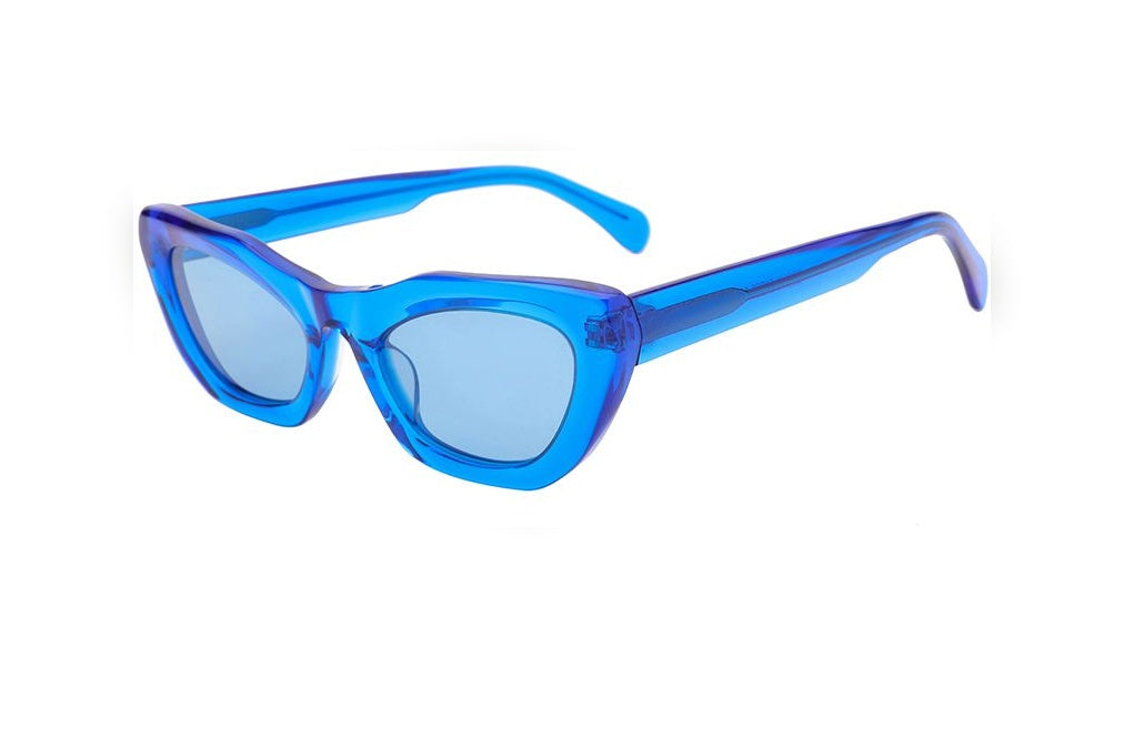 HAZEL cobalt blue crystal / blue polarized cat-eye sunglasses, top view