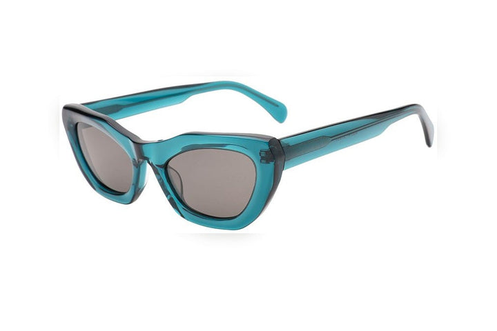HAZEL crystal cyan / grey polarized cat-eye sunglasses, top view