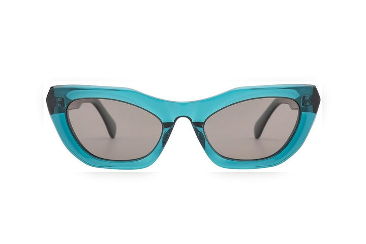 HAZEL crystal cyan / grey polarized cat-eye sunglasses, front view