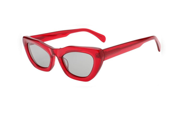 HAZEL red crystal / grey polarized cat-eye sunglasses, top view