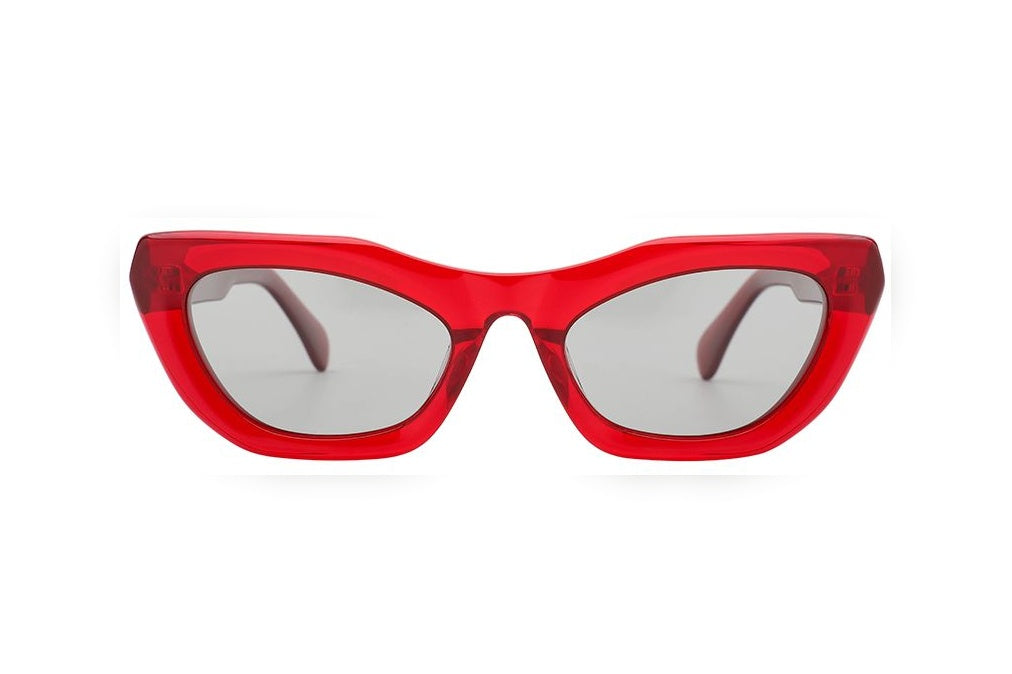 HAZEL red crystal / grey polarized cat-eye sunglasses, front view