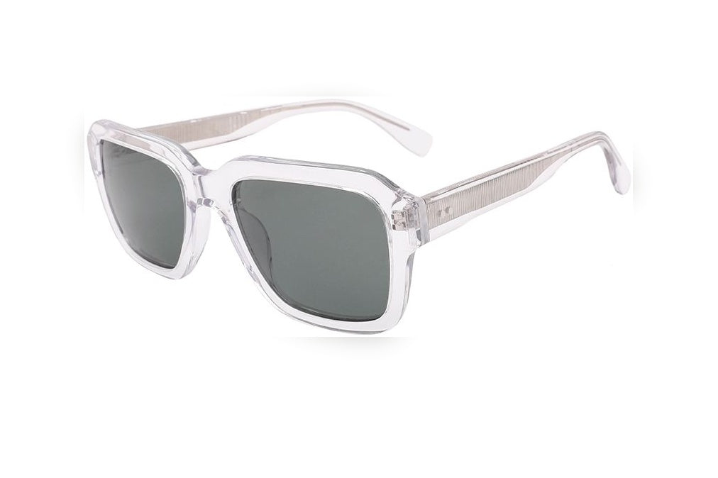 ADAN crystal / grey polarized rectangle sunglasses, top view