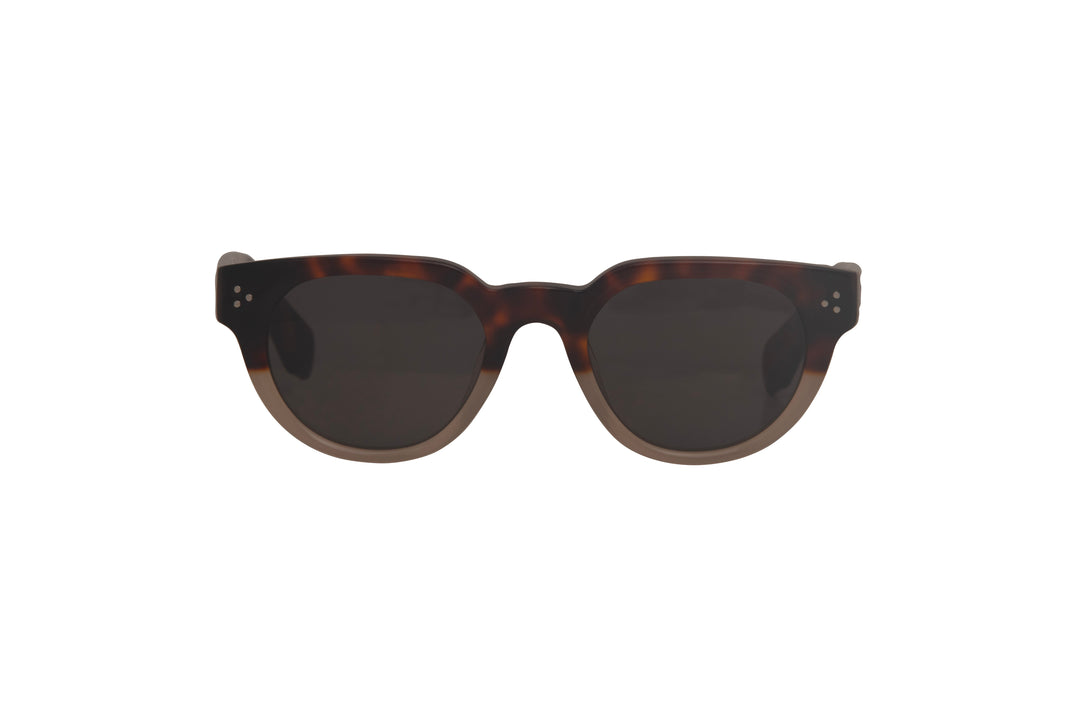 ELARA tortoise milky brown polarized round sunglasses, front view