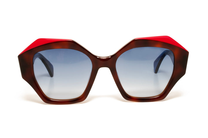 LOTUS wine turquoise polarized geometric sunglasses, front view
