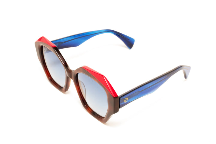 LOTUS wine turquoise polarized geometric sunglasses, top view