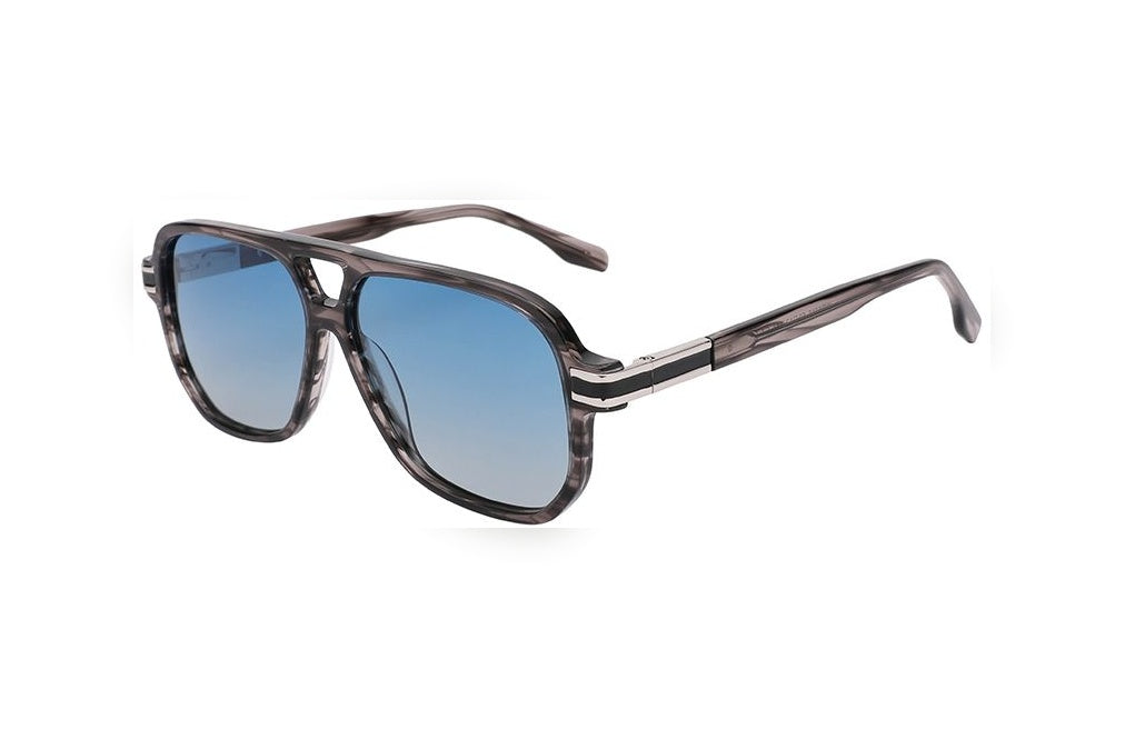 ADANAN grey stripe / blue polarized rectangle sunglasses, top view